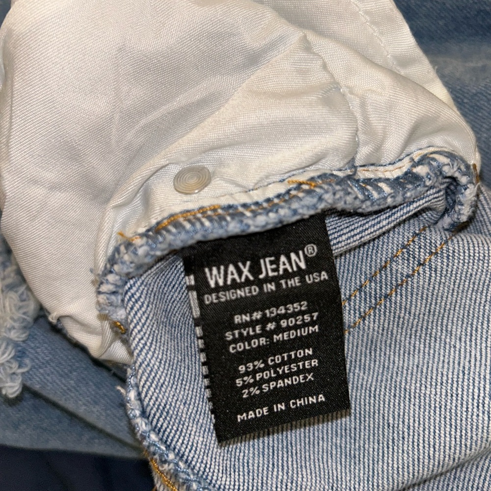 Wax Jean Collection Ripped Patchwork Jeans Size 7/28 Medium Wash Stretch Denim - Picture 5 of 6